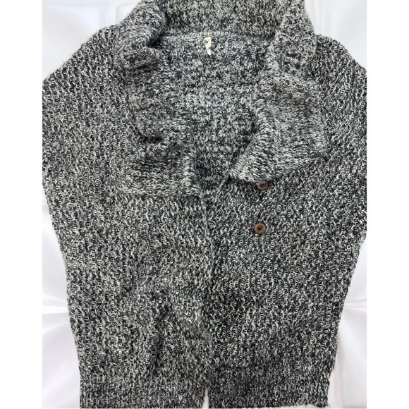 POL Womens Sz M Black White Gray Marled Knit Cardigan Sweater Jacket Oversized - Picture 4 of 8